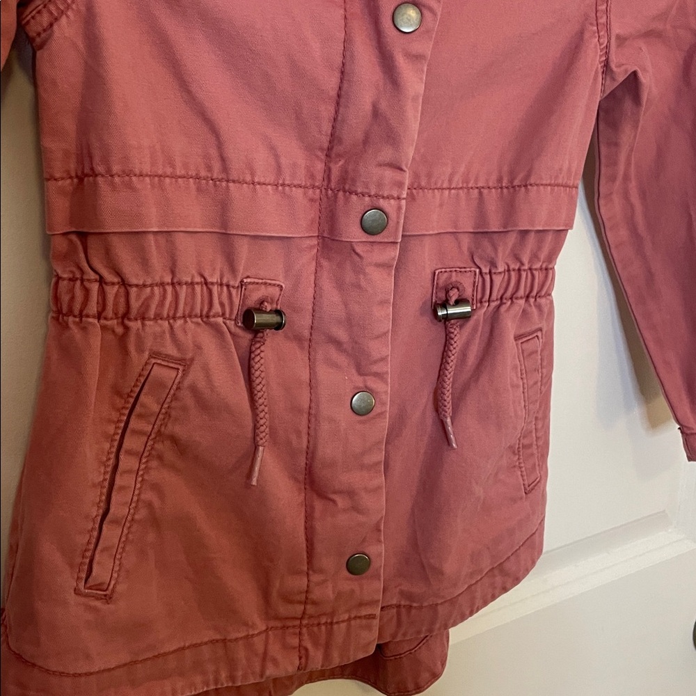Old Navy Girls Cinched Waist Hooded Anorak Dusty Rose Little Girls Size 5t EUC - Picture 2 of 8